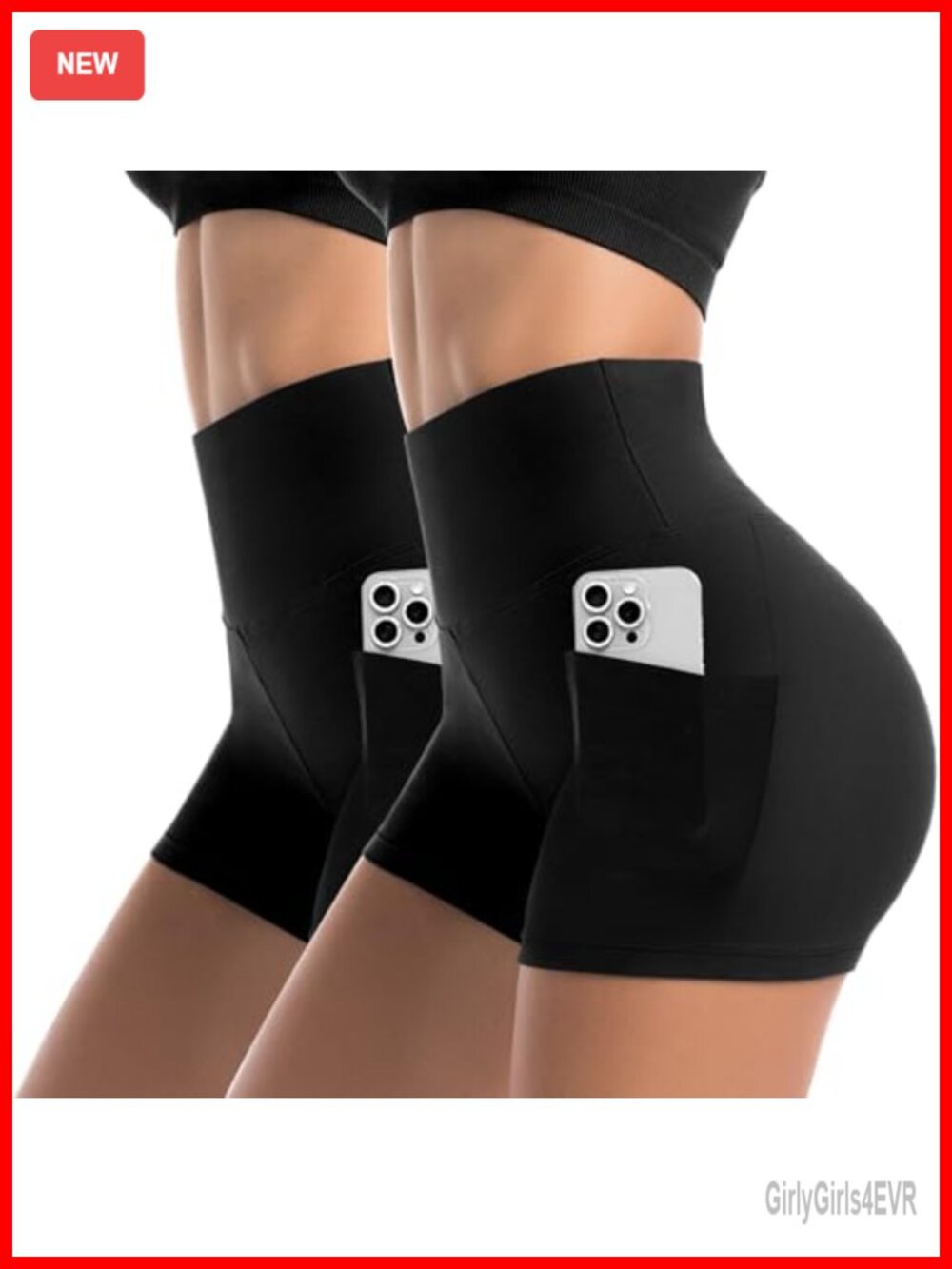 2 Pack Womens Biker Shorts with Pockets 4 Inch High Waist Stretch Athletic Yoga